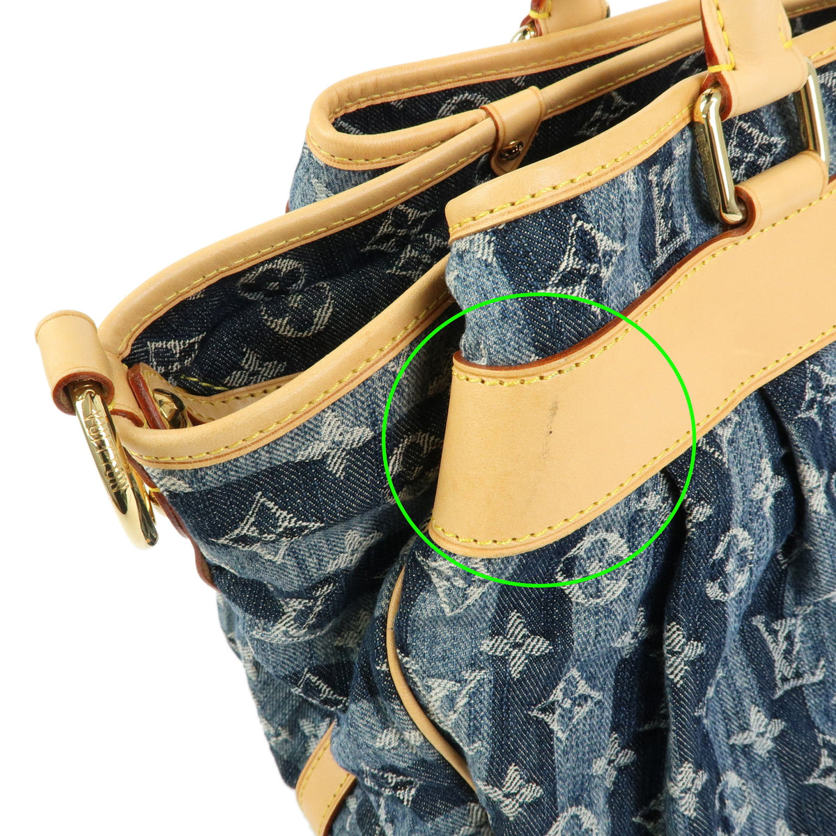 Louis Vuitton Monogram Denim Cabas Raye GM 2Way Hand Bag Blue M95336
