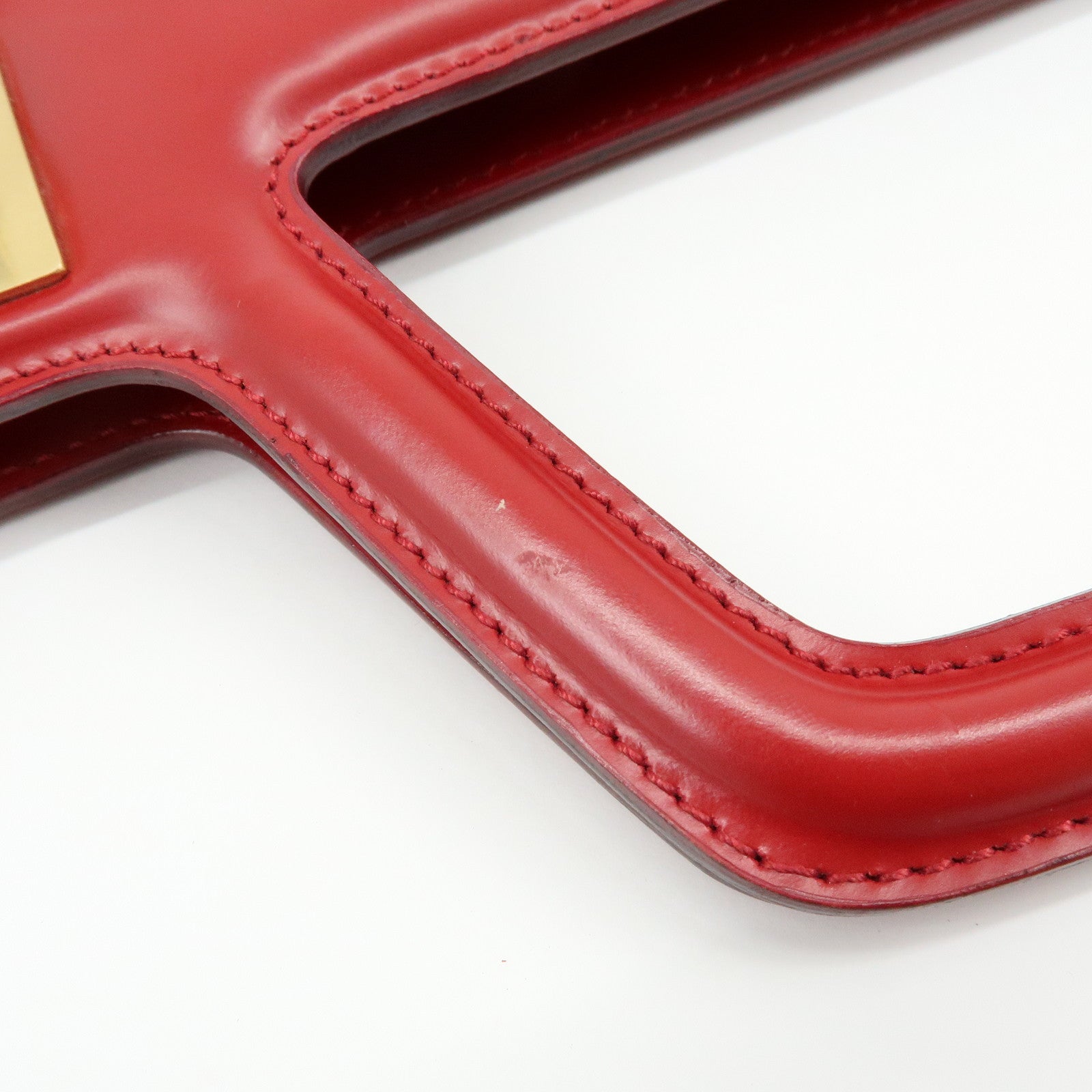 Ferragamo Gancini Leather 2Way Bag Hand Bag Shoulder Bag Red