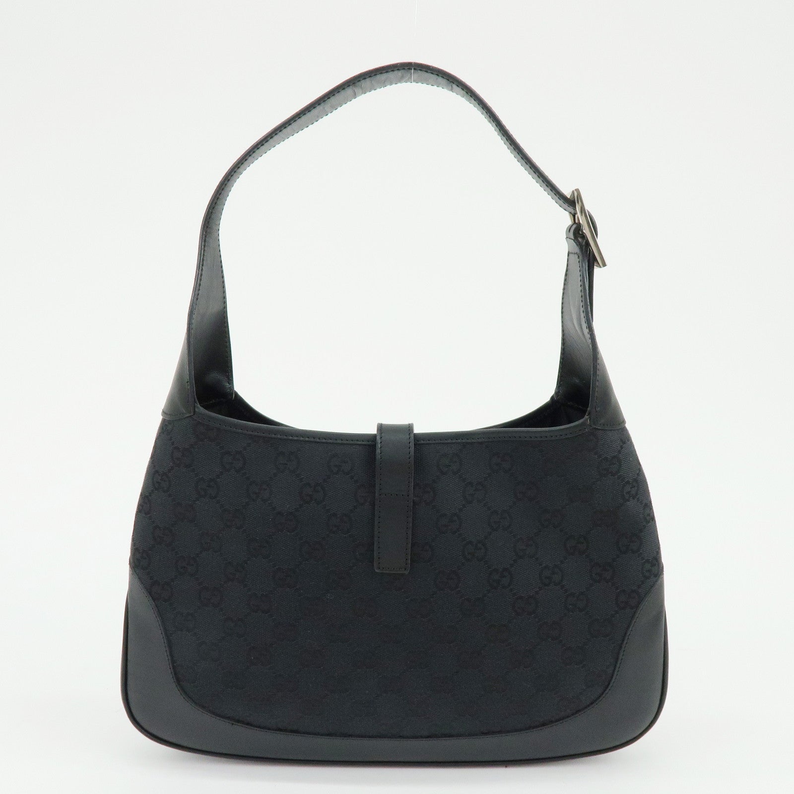 GUCCI Jackie GG Canvas Leather Shoulder Bag Hand Bag Black 001 3306