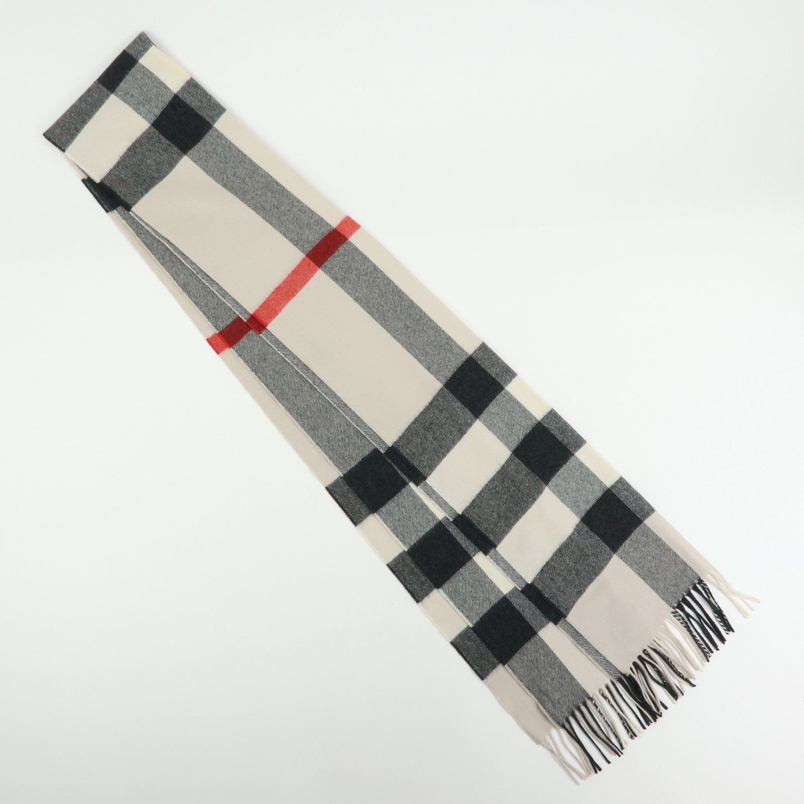 BURBERRY Lot of 2 Cashmere 100% Scarf Shawl Nova Plaid Grey Off White
