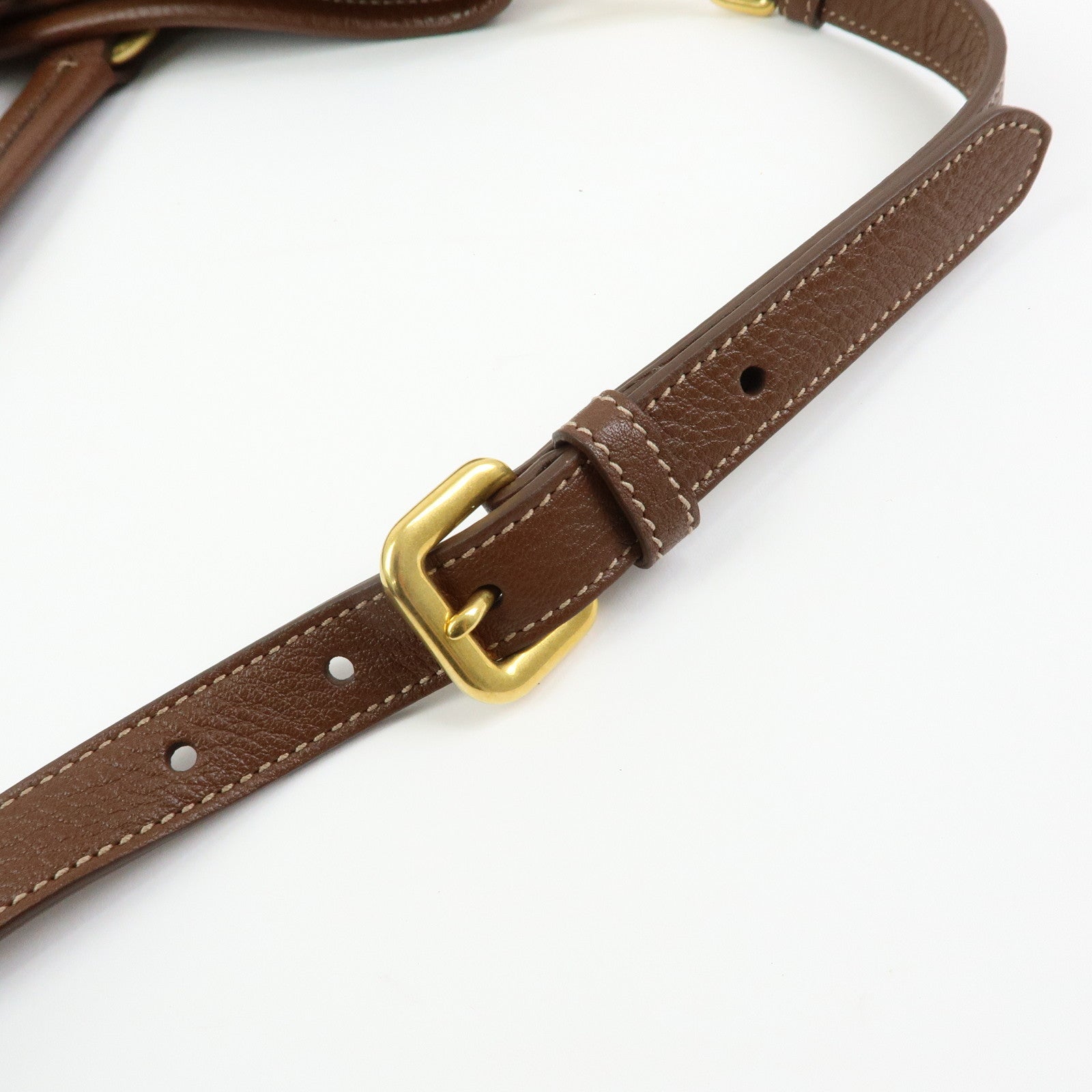 PRADA Logo Nylon Leather 2Way Bag Shoulder Bag Brown BR4991