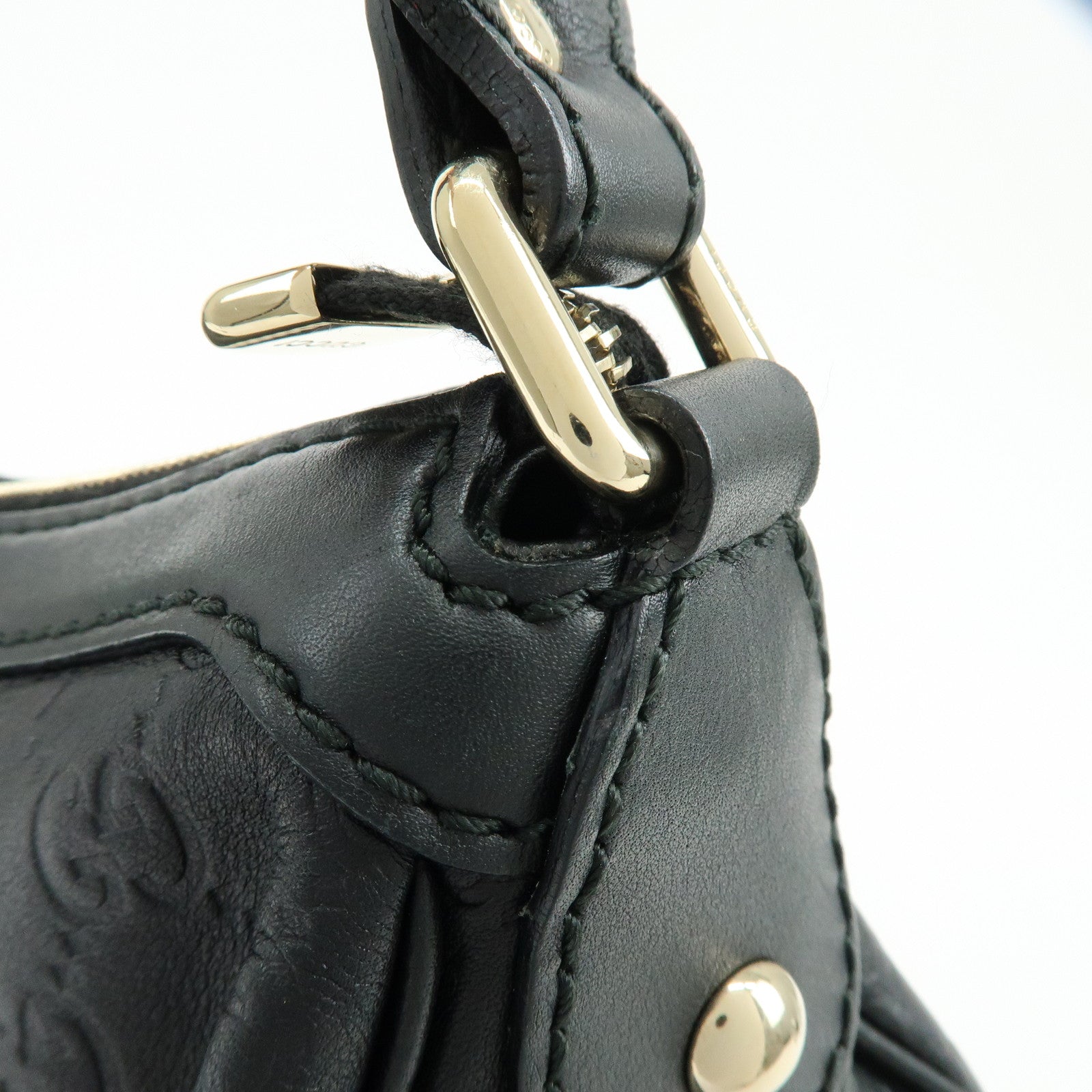 GUCCI Sukey Guccissima Leather Shoulder Bag Hand Bag Black 232955