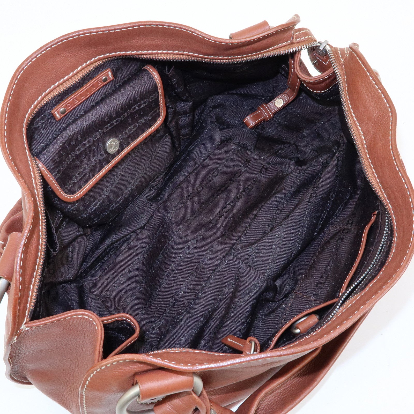 CELINE Bittersweet Leather Shoulder Bag Tote Bag Brown