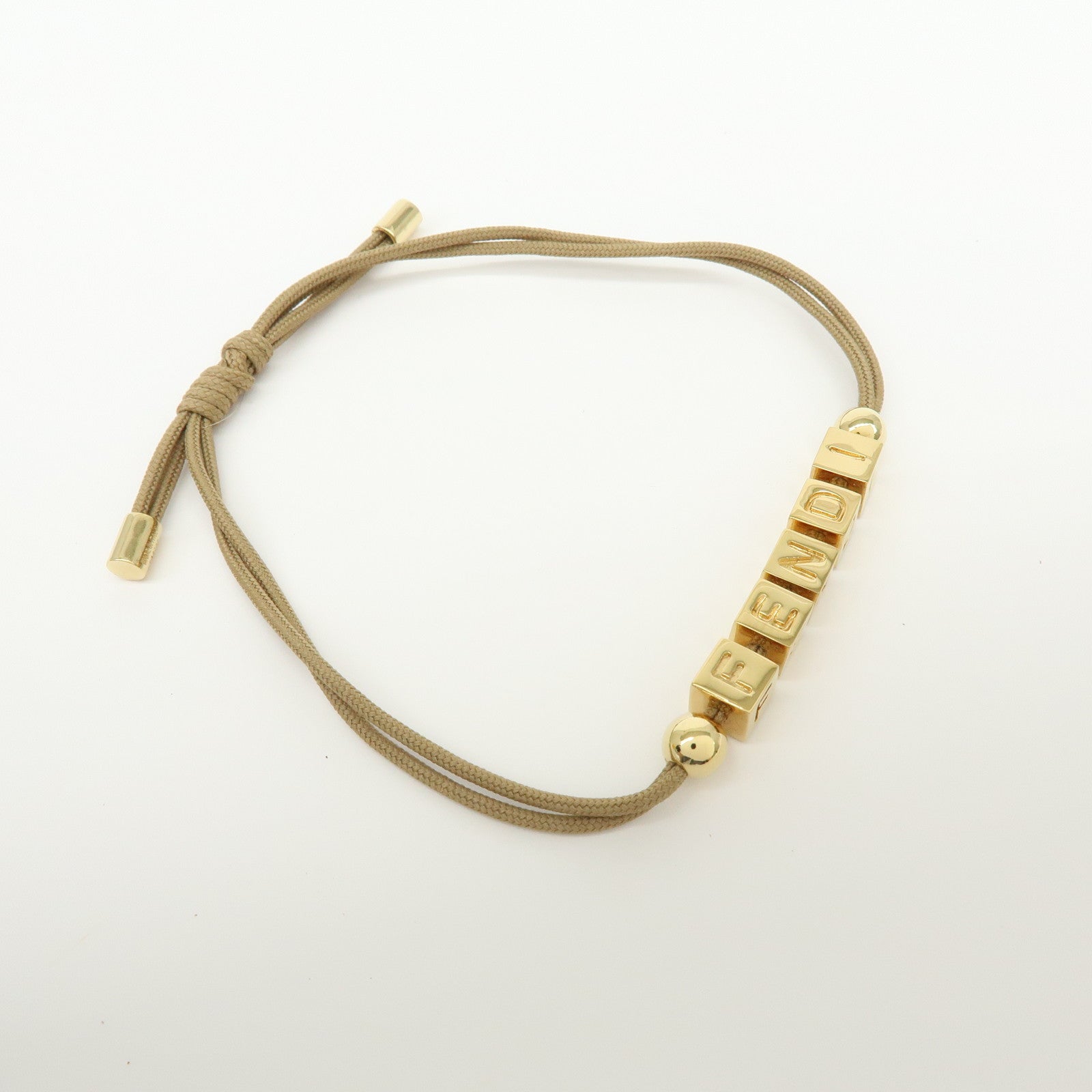 FENDI Logo Cube Graffiti Metal Bracelet Gold Brown