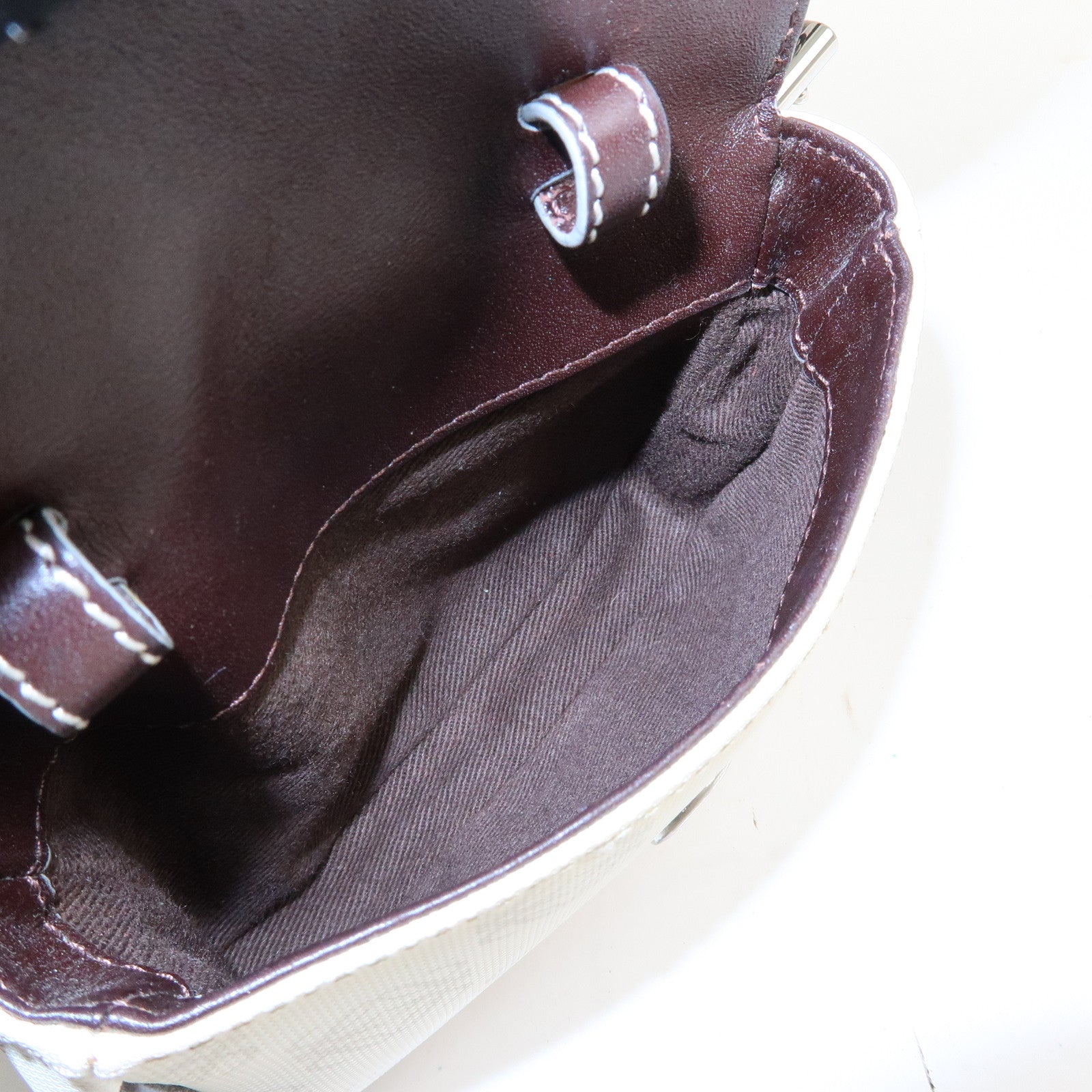 LOEWE Anagram PVC Leather Hand Bag Boston Bag White Dark Brown