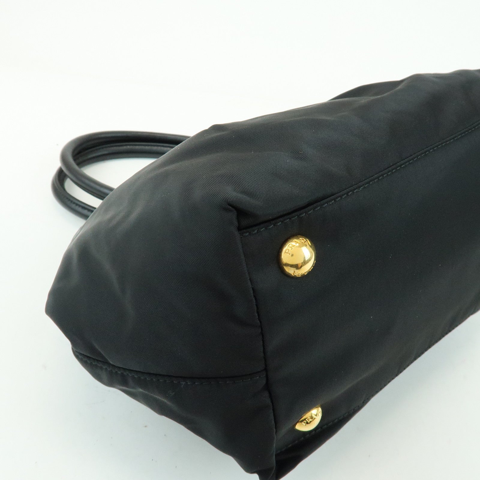 PRADA Nylon Leather Ribbon 2Way Bag Hand Bag Shoulder Bag Black