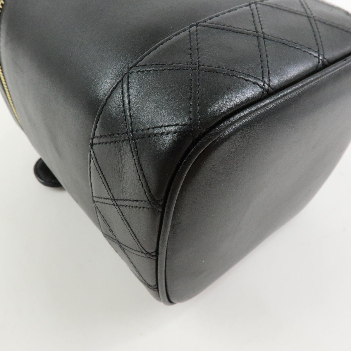CHANEL Bicolore Lamb Skin Vanity Bag Hand Bag Black A01619