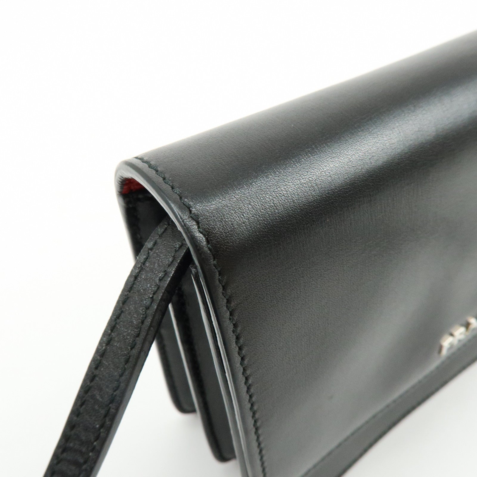 PRADA Leather 2Way Mini Shoulder Crossbody Bag Clutch Bag Black BT1031