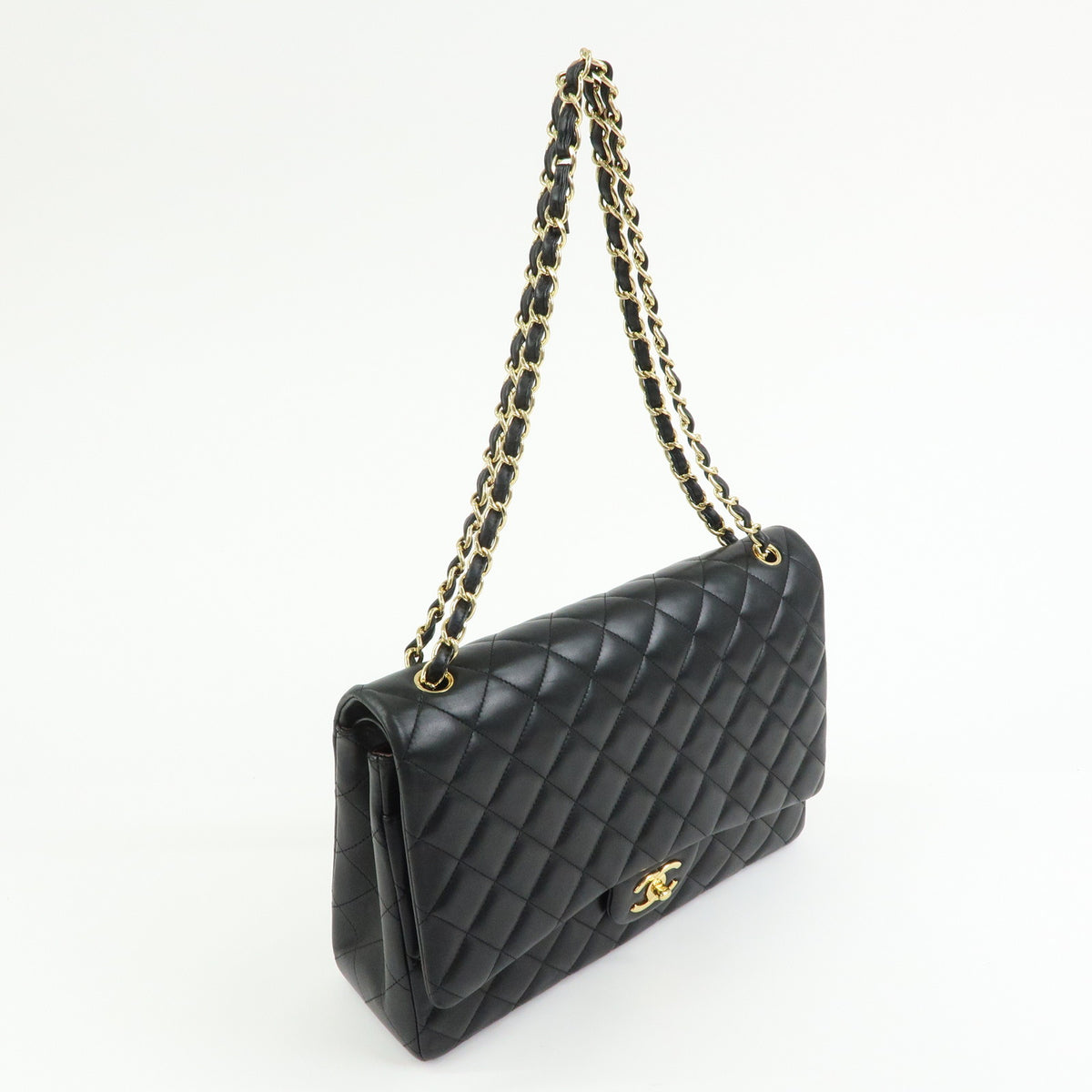 CHANEL Jumbo Matelasse 34 Lamb Skin Chain Shoulder Bag Black A01094