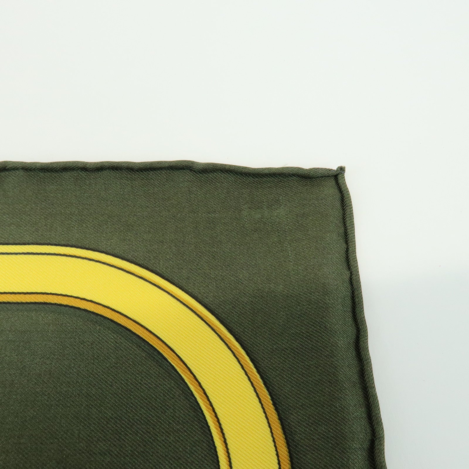 HERMES Carre 90 Silk 100% Scarf GRAND APPARAT Khaki Gold Green