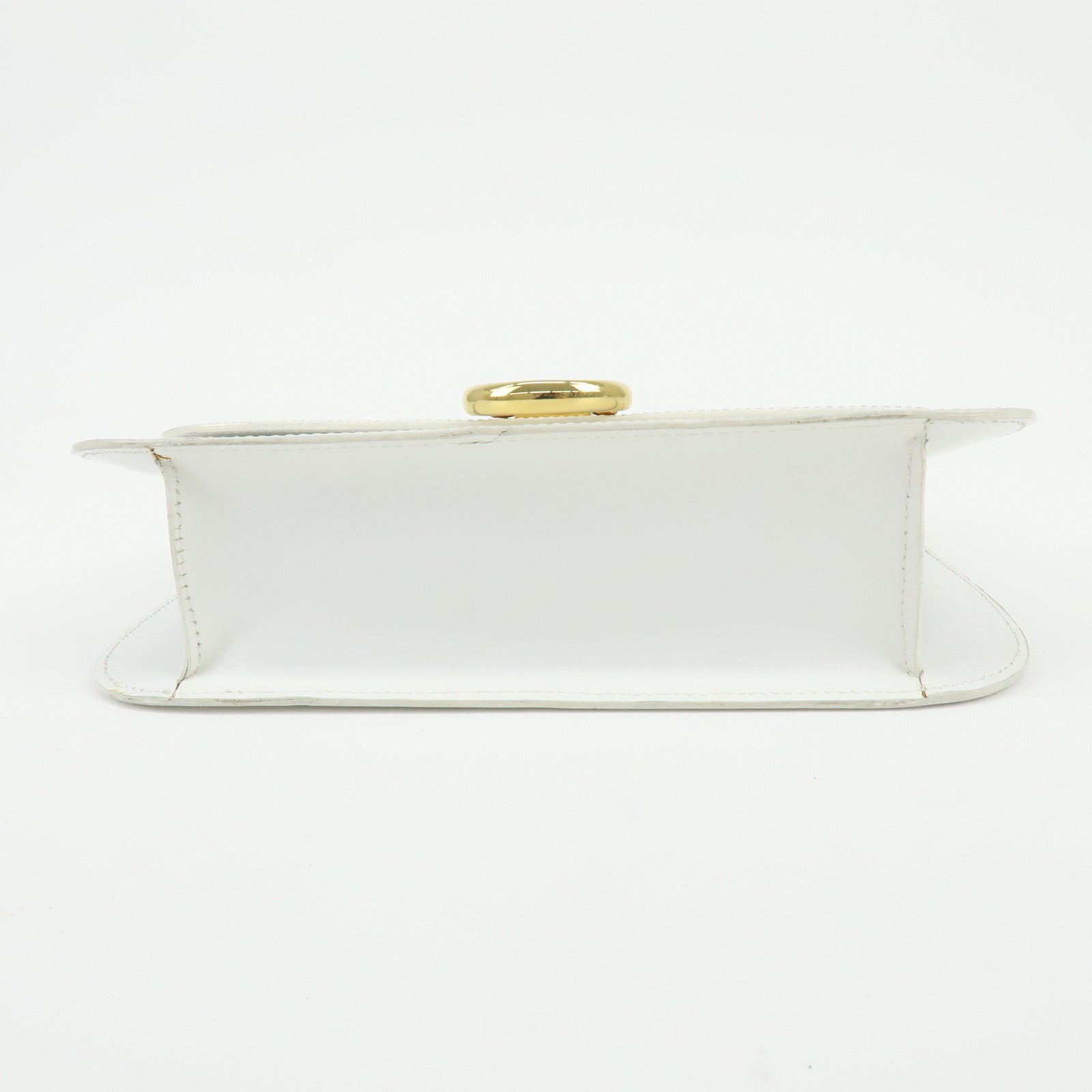 CELINE Leather Top Handle 2Way Bag Hand Bag Shoulder Bag White