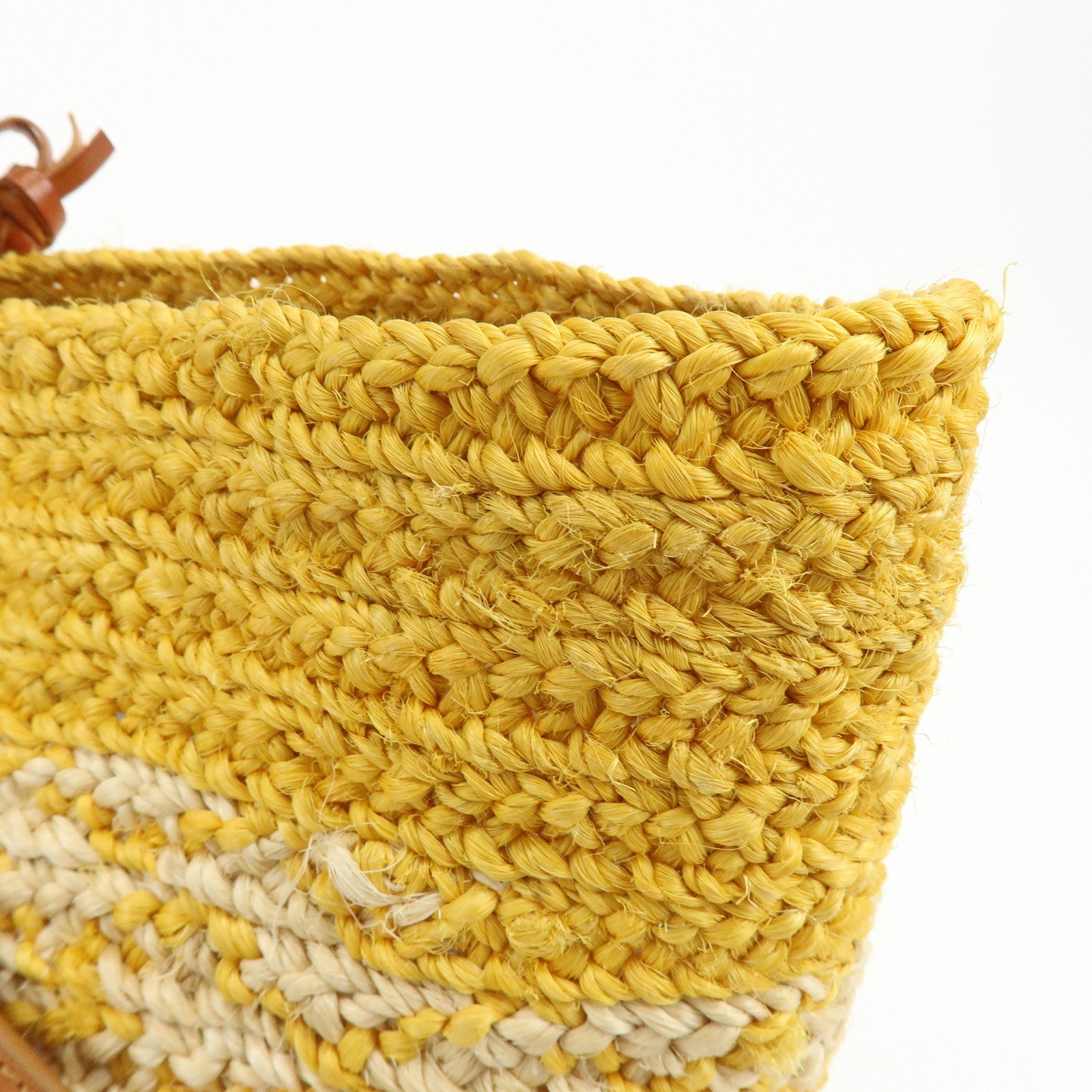 BALENCIAGA Raffia Leather Panier Tote Bag Yellow Natural 286370