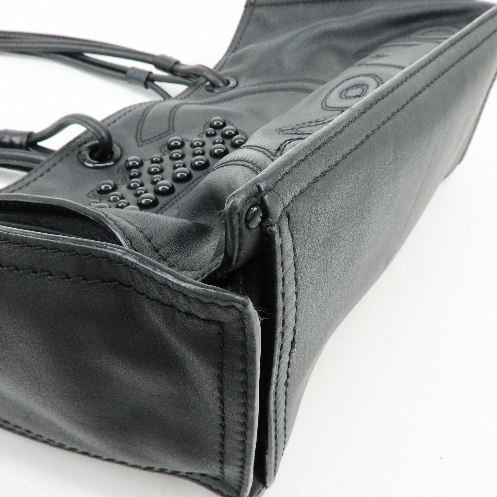 LOEWE Crown Logo Shopper Tote Leather Shoulder Bag Tote Bag Black