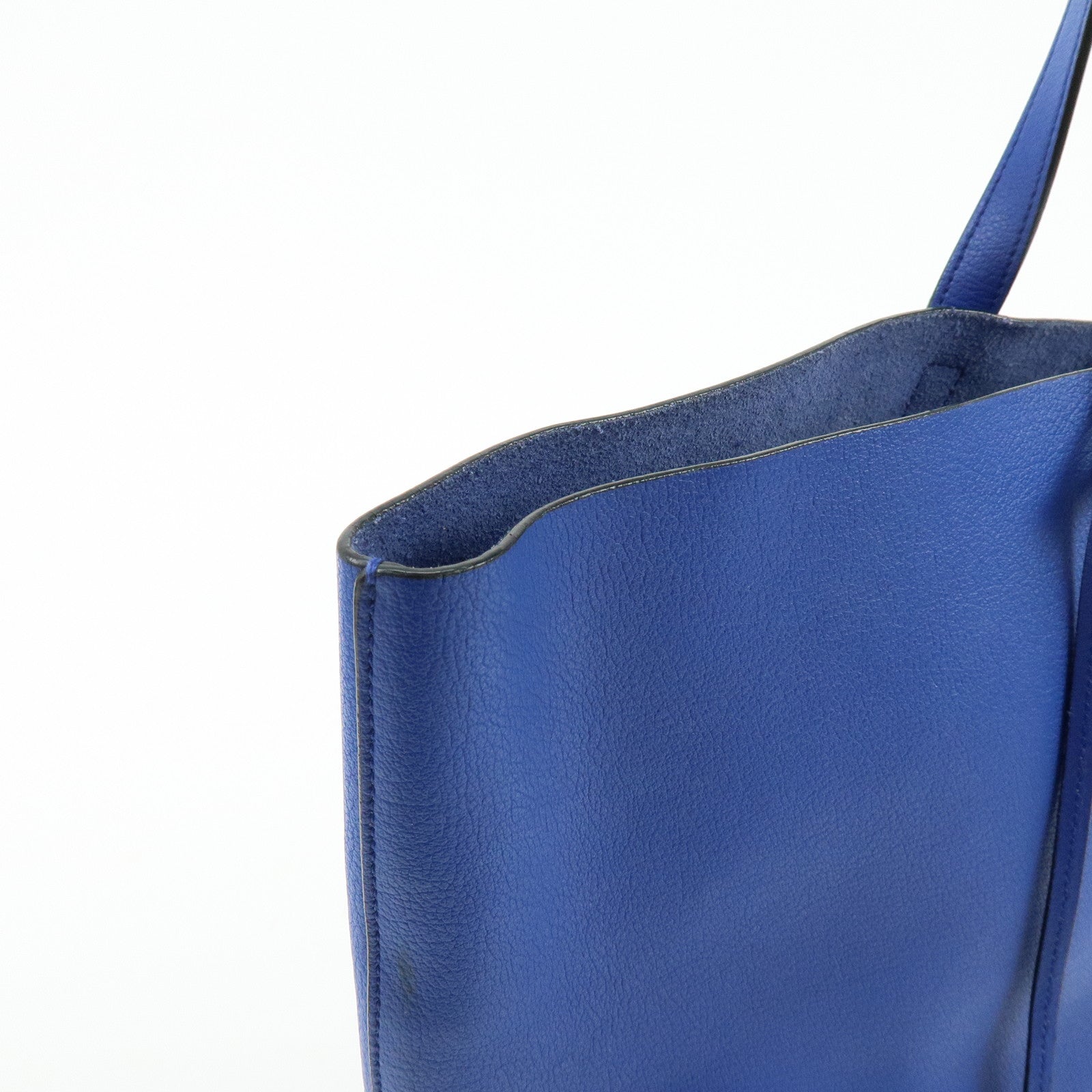 SAINT LAURENT PARIS Cassandra Leather Sac Shopping Bag Blue 394195