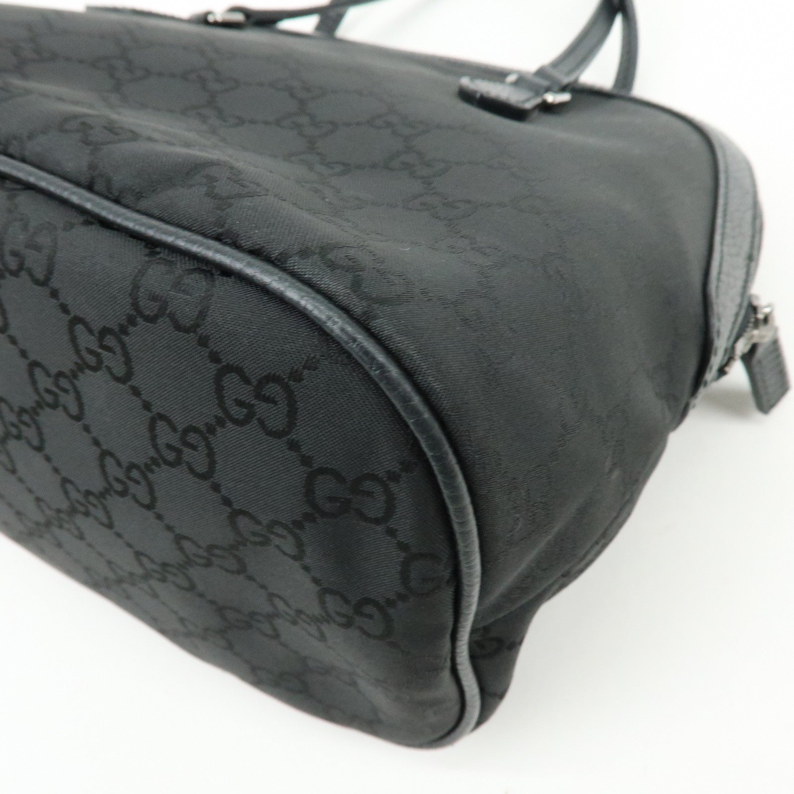 GUCCI GG Nylon Leather 2Way Bag Hand Shoulder Bag Black 420023