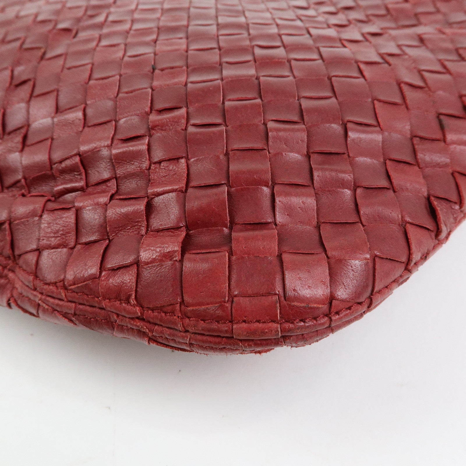 BOTTEGA VENETA Intrecciato Leather Shoulder Bag Crossbody Bag Wine Red