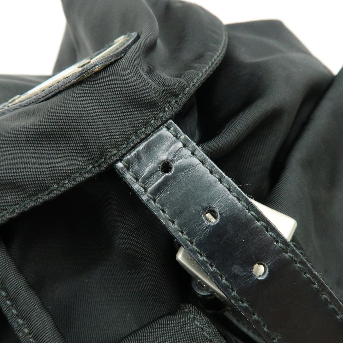 PRADA Triangle Logo Nylon Leather Backpack Rucksack Black
