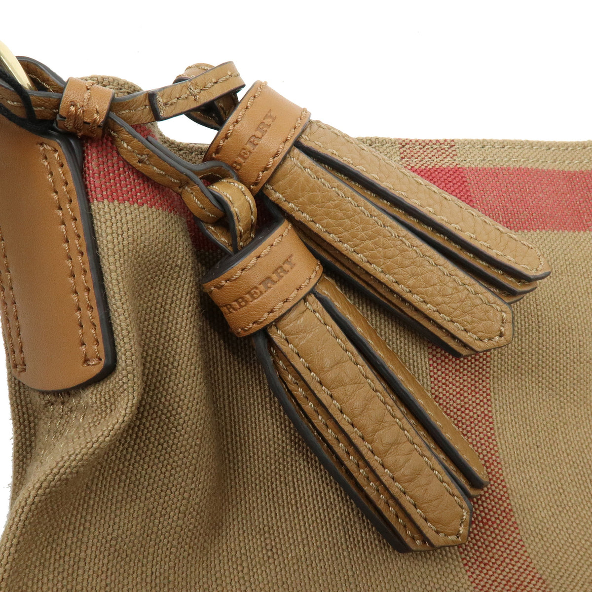 BURBERRY Nova Plaid Ashby Medium Canvas Leather Hobo Shoulder Bag