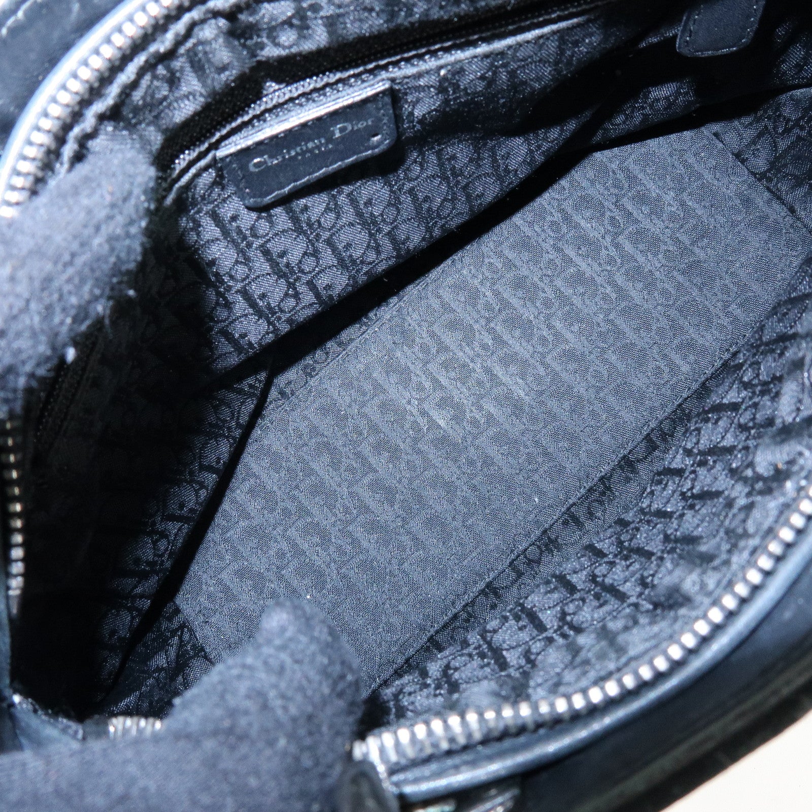 Christian Dior Cannage Lady Dior Suede Leather Hand Bag Black