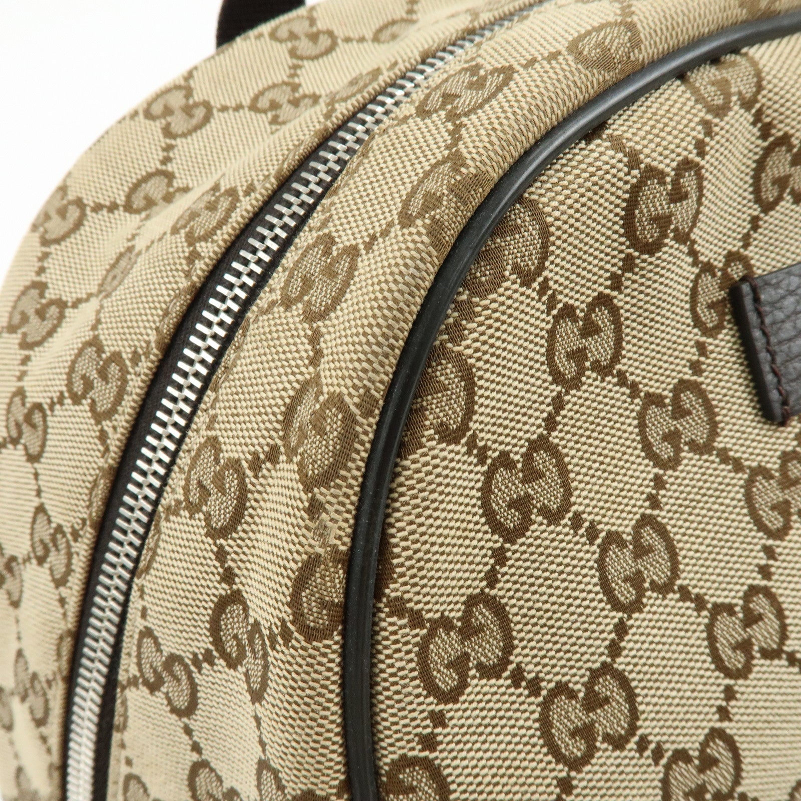 GUCCI GG Canvas Leather Backpack Rucksuck Beige Brown 449906