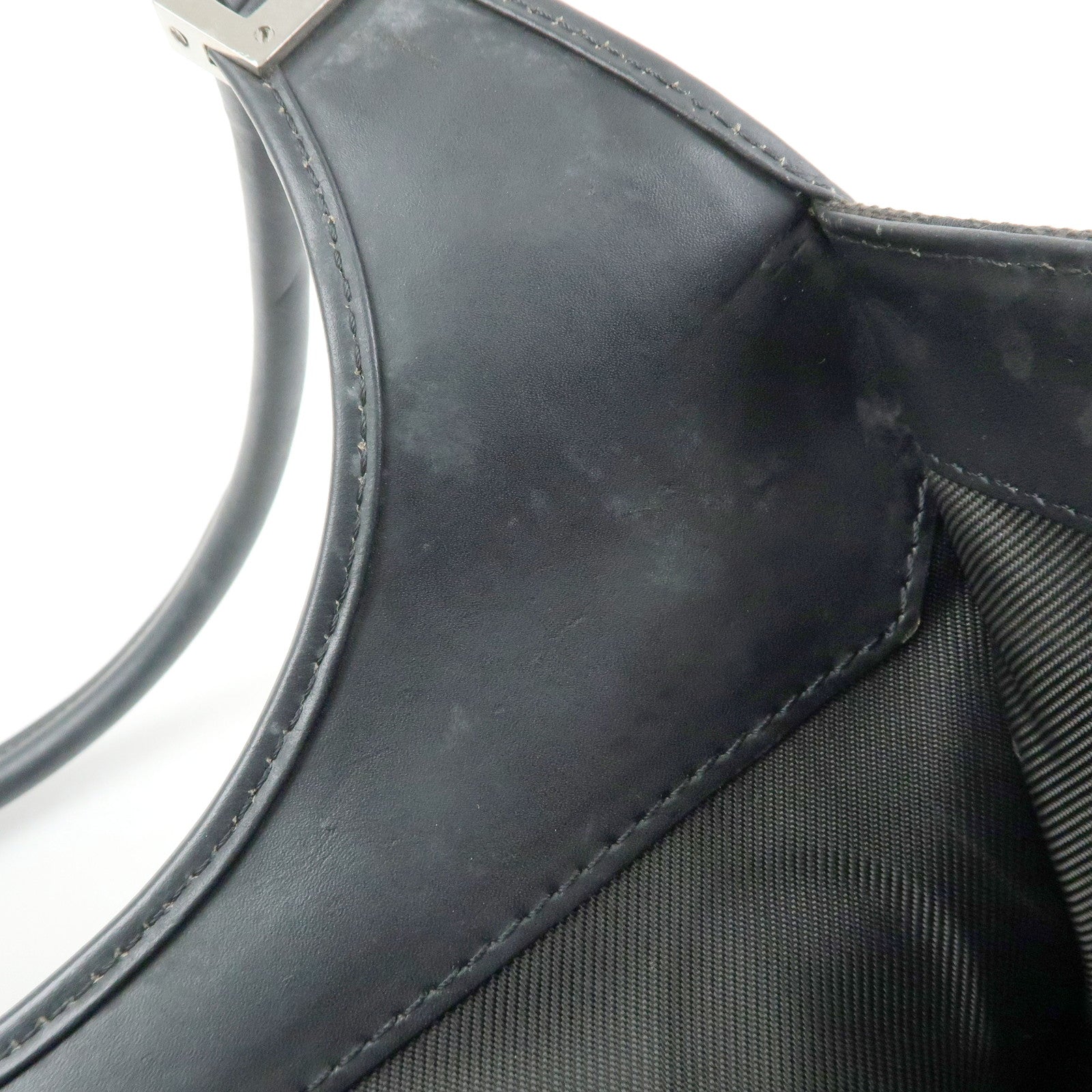 GUCCI Jackie GG Canvas Leather Hand Bag Shoulder Bag Black 001・1067