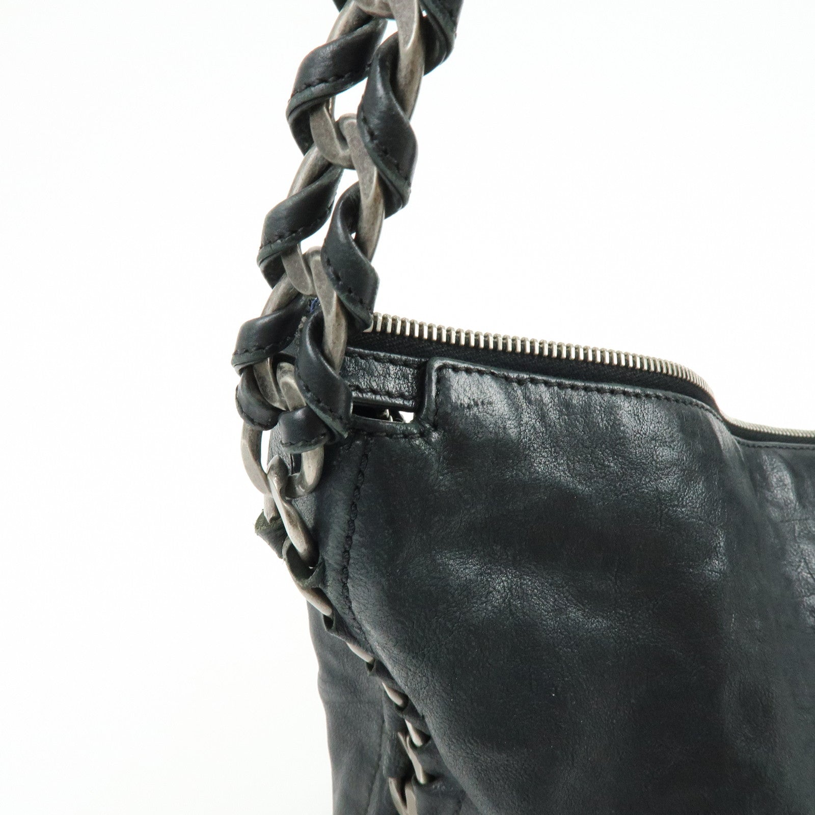 CHANEL Luxury Line COCO Mark Calf Leather Shoulder Bag Hand Bag Black