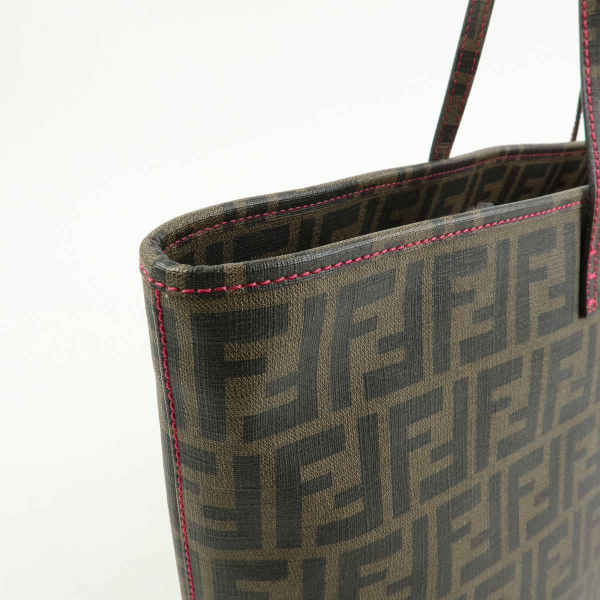 FENDI Zucca PVC Leather Tote Bag Shoulder Bag Brown Black Pink 8BH185