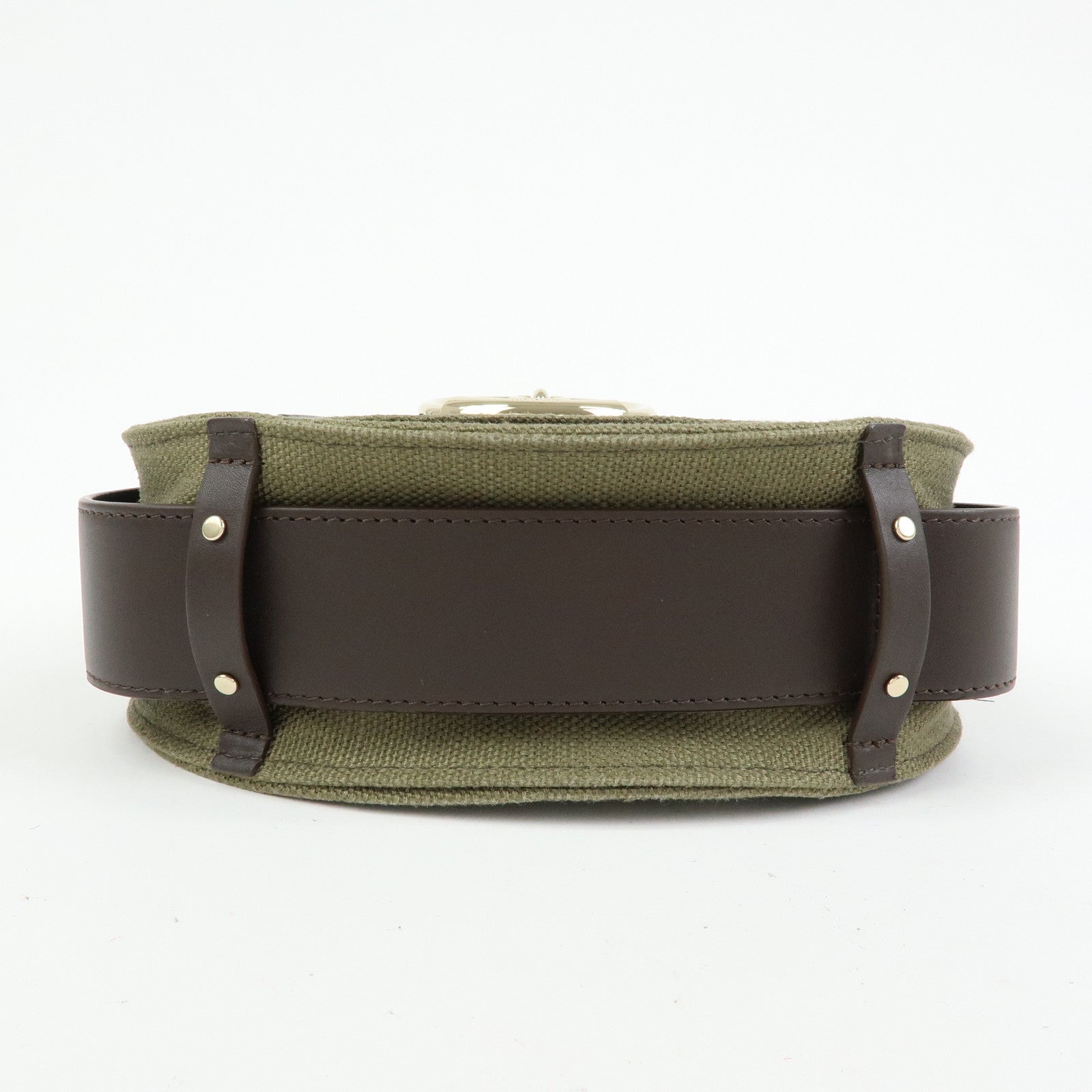 Chloe Tess Small Canvas Leather 2Way Bag Hand Bag Brown Green