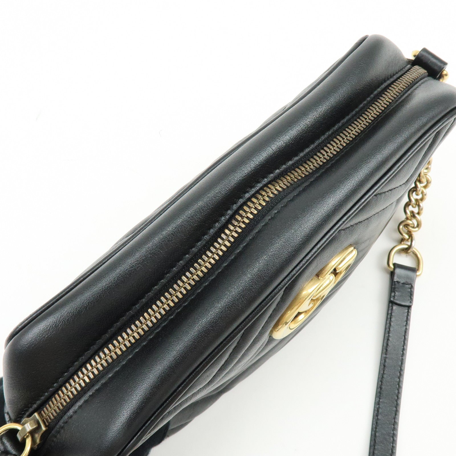 GUCCI GG Marmont Leather Shoulder Bag Crossbody Bag Black 447632