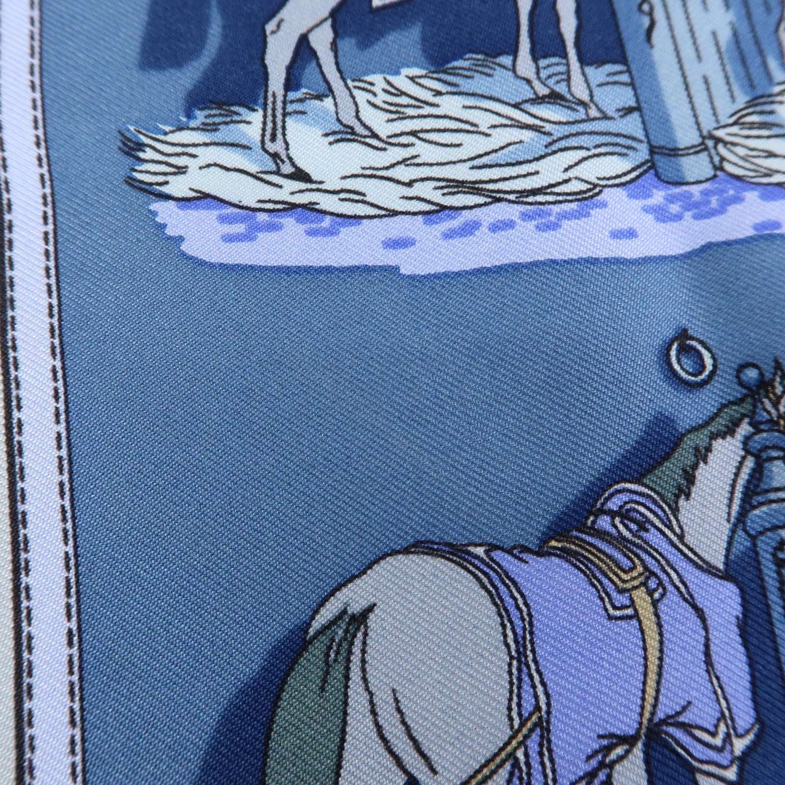 HERMES Carre 42 Lot of 2 Silk 100% Scarf  CRURIES/Cliqueti Blue