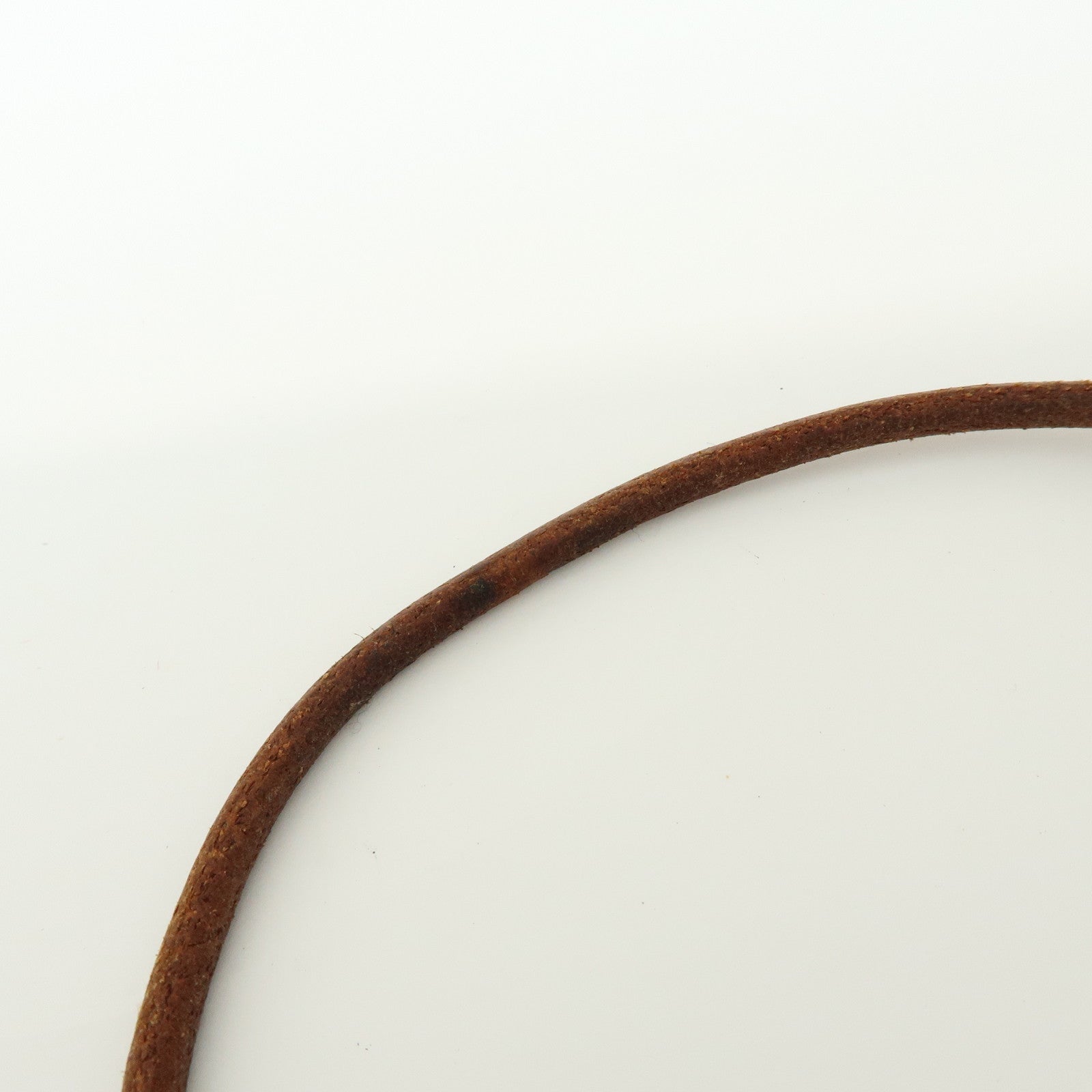 HERMES Leather Metal Tournis Tresse Bracelet Brown Silver