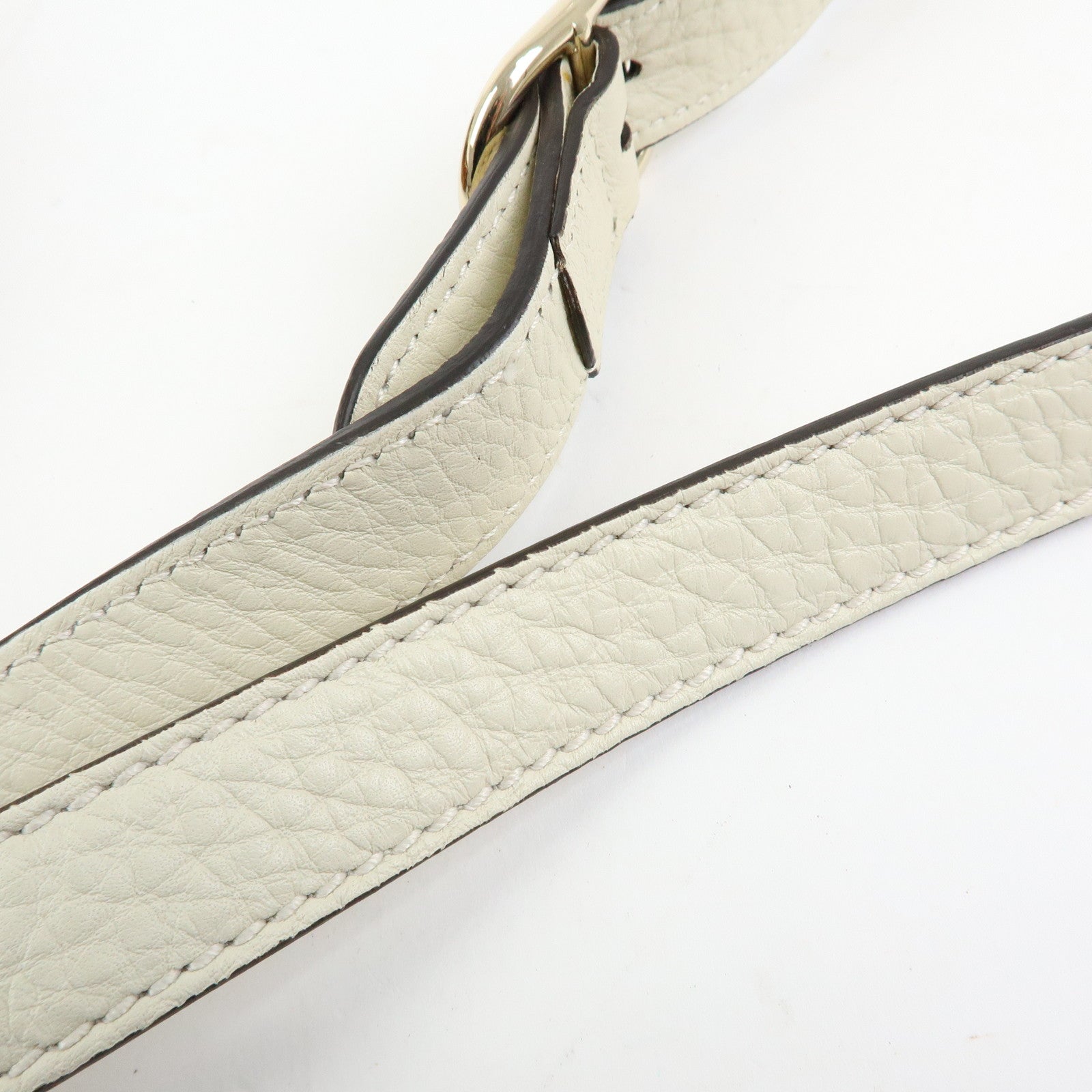 GUCCI Bamboo Shopper Medium Leather 2Way Bag Hand Bag White 323660