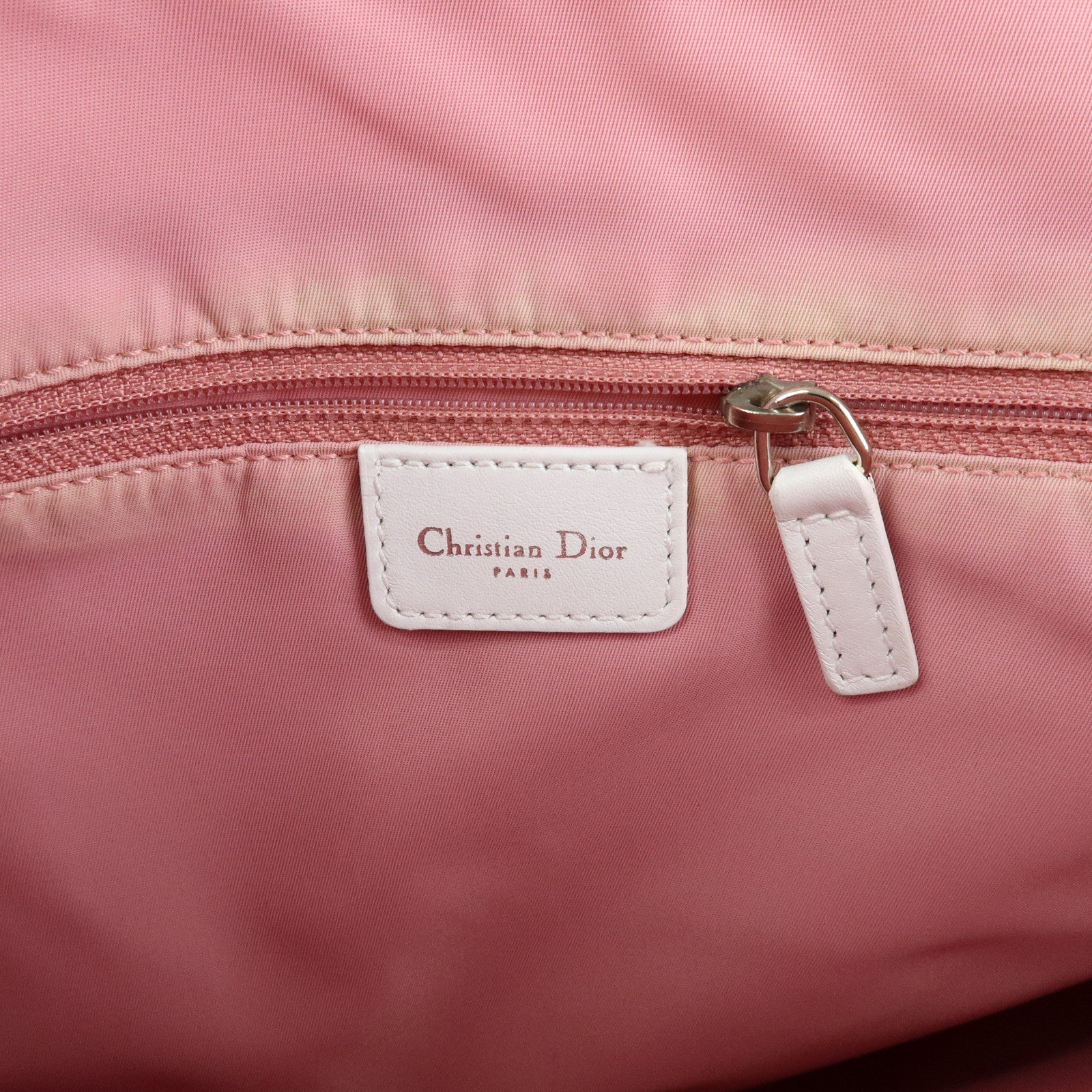 Christian Dior Trotter Jacquard Canvas Leather Tote Bag Pink White