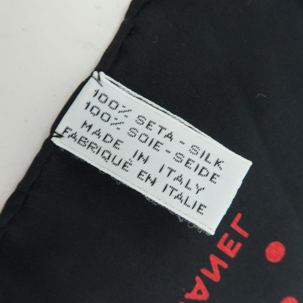 CHANEL COCO Mark Silk 100% Scarf Polka Dots Black Red