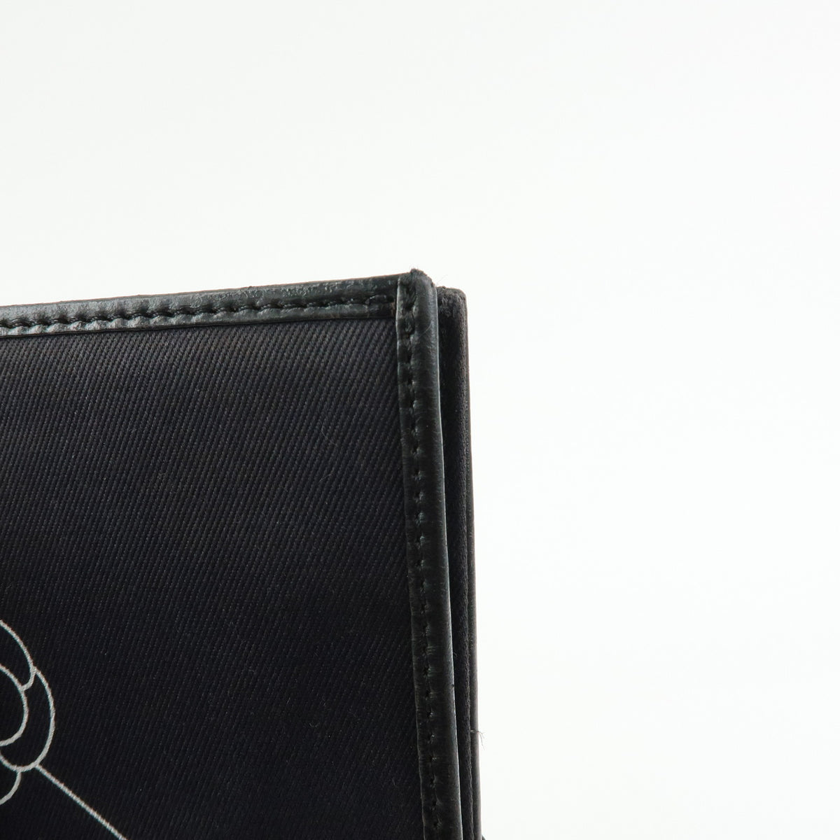 CHANEL Icon Line Canvas Leather Tote Bag Hand Bag Black