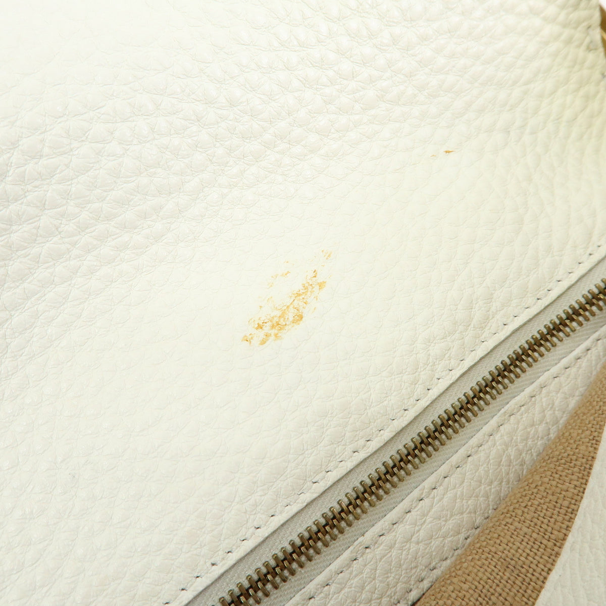 FENDI Selleria Mamma Baguette Leather Hand Bag White 8BR101