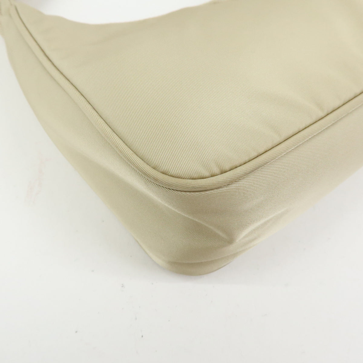 PRADA Triangle Logo Nylon Hand Bag Shoulder Bag Ivory 1NE515