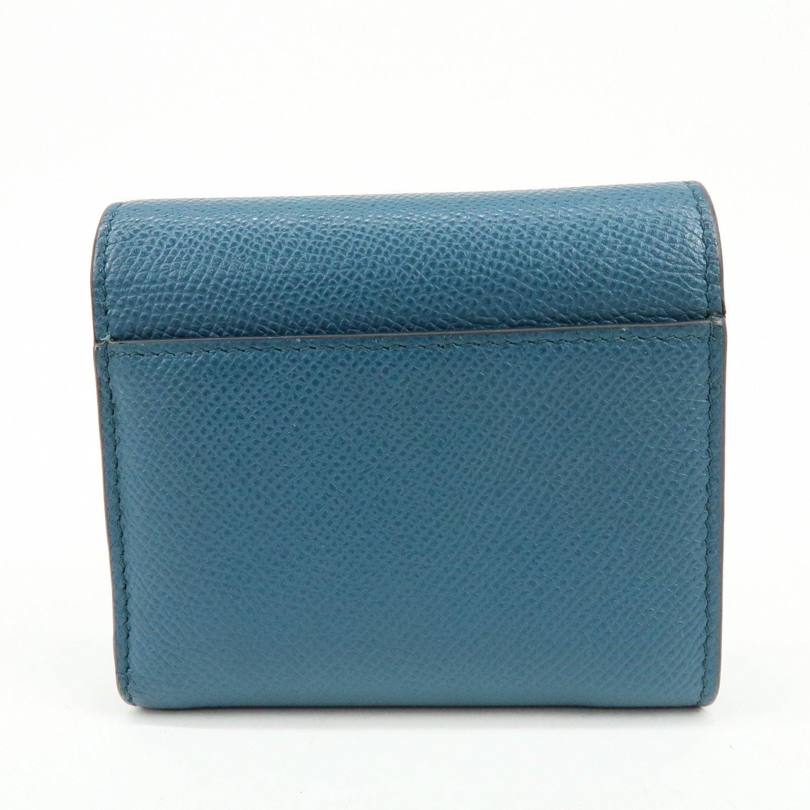 Christian Dior Saddle Leather Tri-Fold Compact Wallet Blue