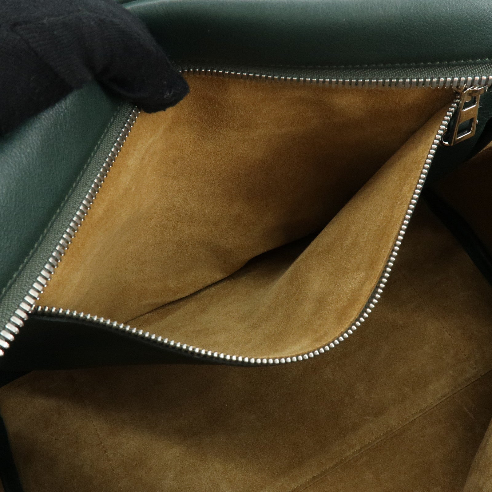 LOEWE Anagram Amazona Leather Boston Bag Hand Bag Dark Green