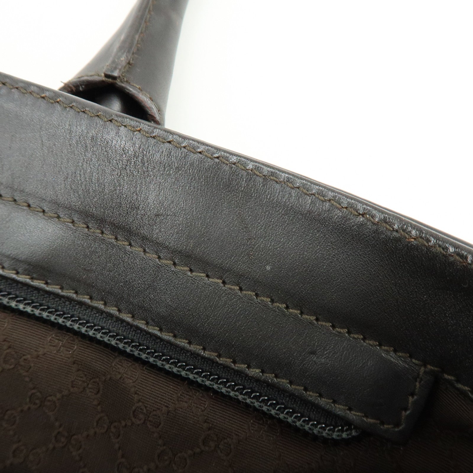 GUCCI Sherry Canvas Leather Tote Bag Shoulder Bag Brown Beige 002・1119