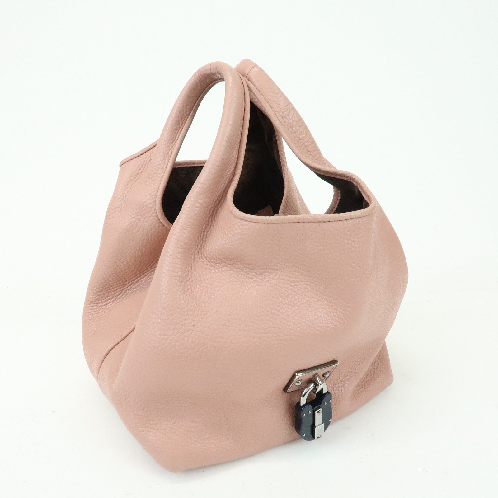 LOEWE Calle PM Leather Hand Tote Bag Bear Lock Charm Pink