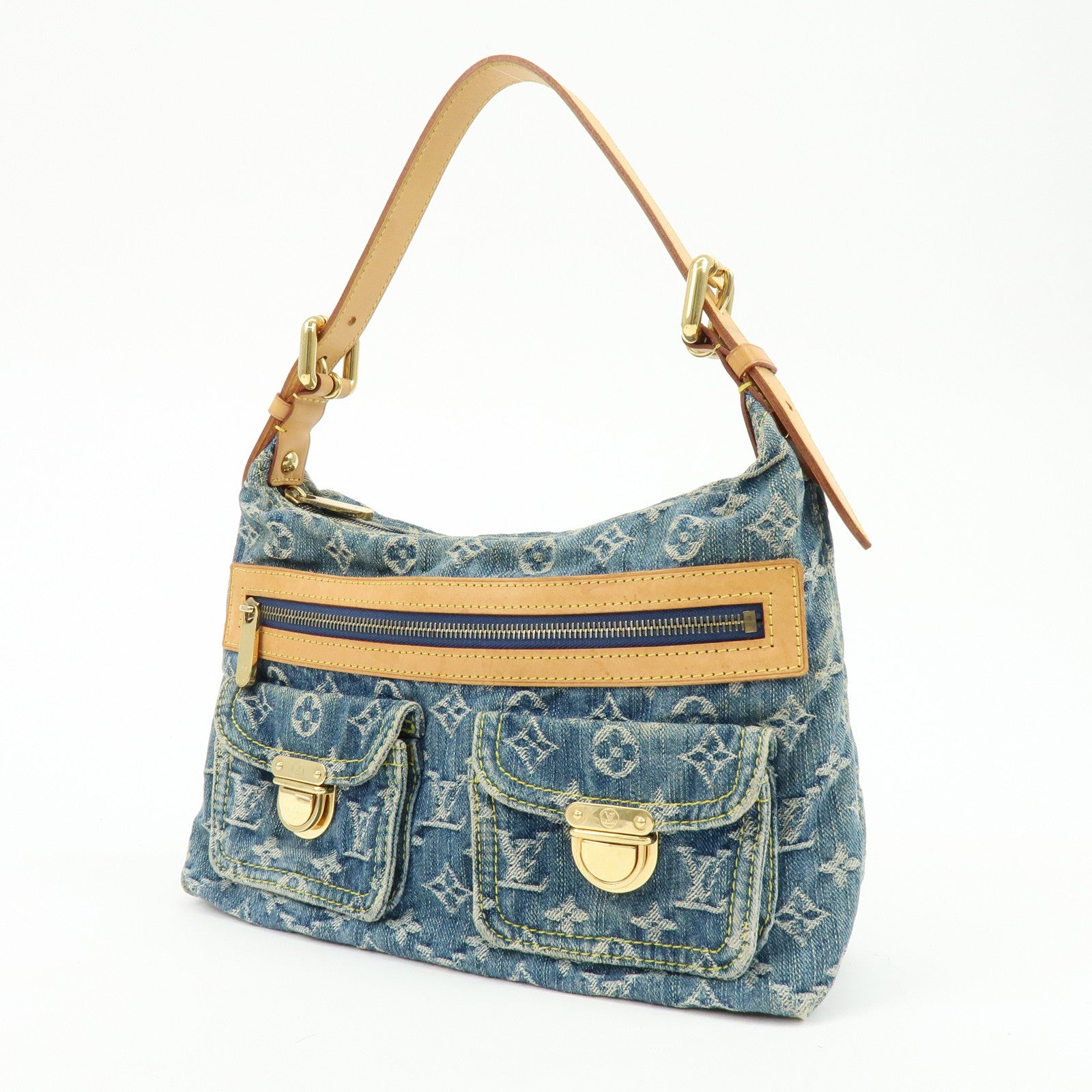 Louis Vuitton Monogram Denim Baggy PM 2Way Bag Shoulder Bag Blue M95049