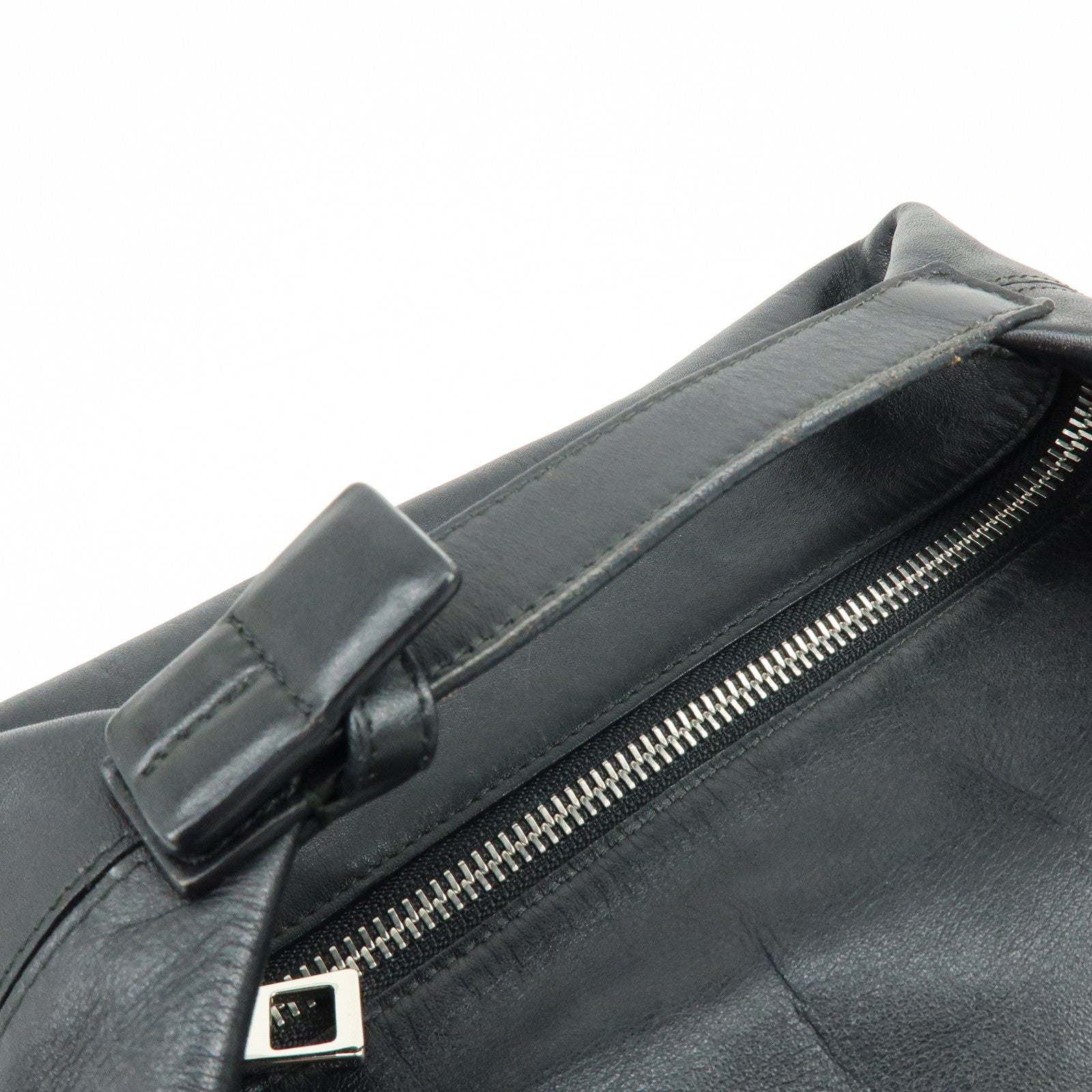 LOEWE Anagram Nappa Leather Hand Bag Pouch Black