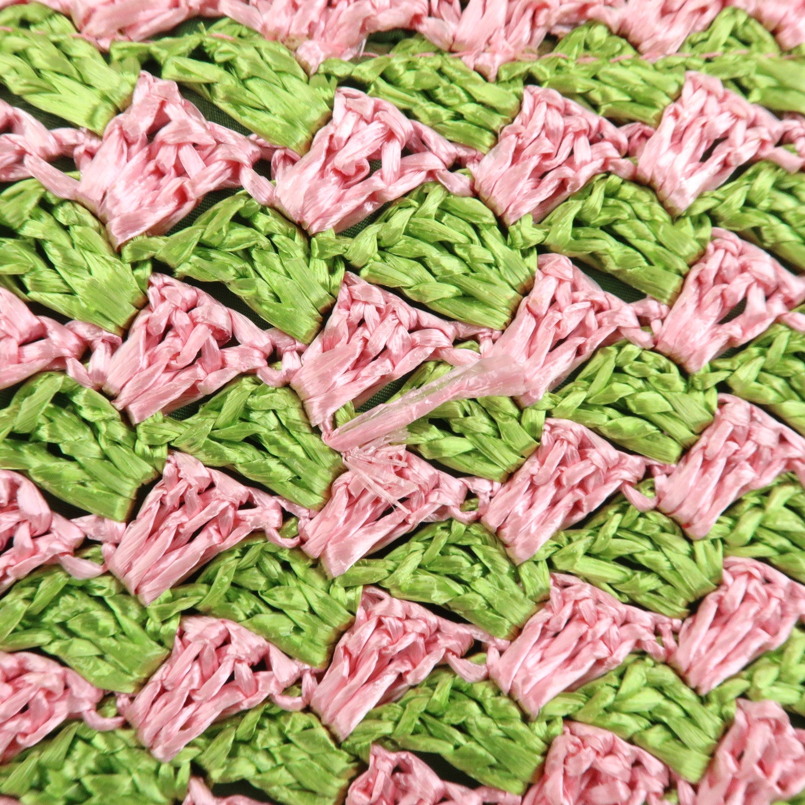 PRADA Triangle Logo Canapa Raffia Tote Bag Hand Bag Pink Green