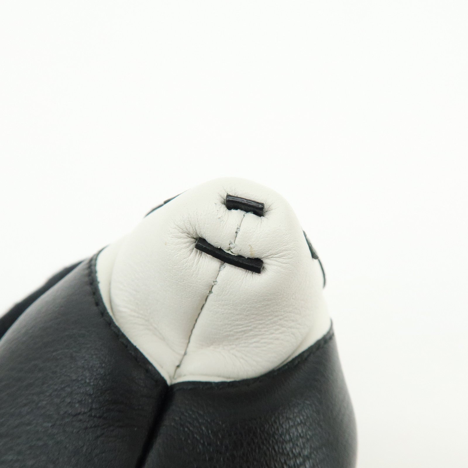 LOEWE PANDA Animal Leather Coin Case Coin Purse White Black