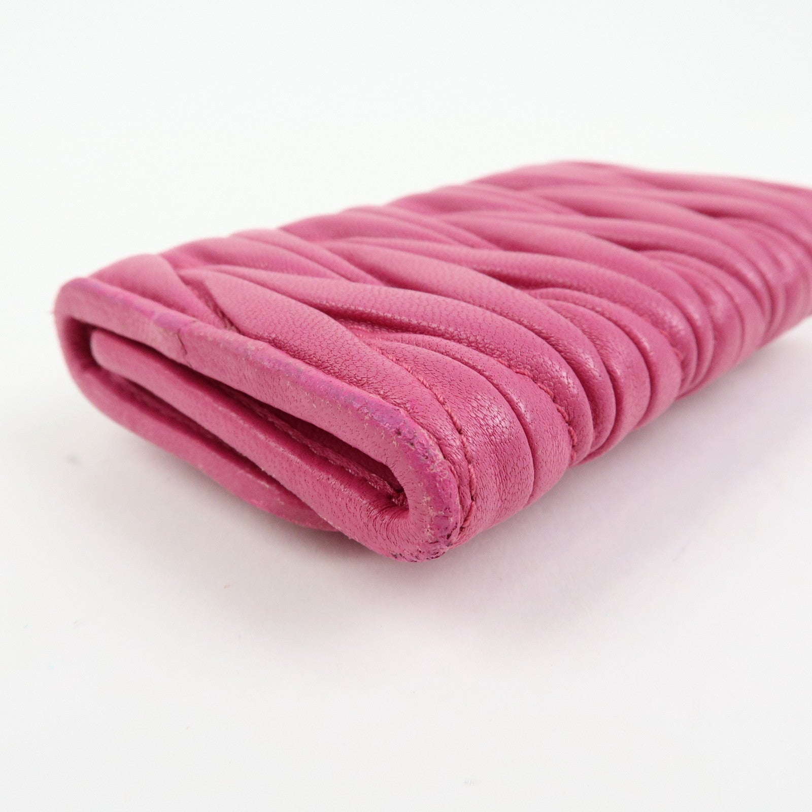 MIU MIU Matelasse Leather 6 Ring Key Case Key Holder Pink