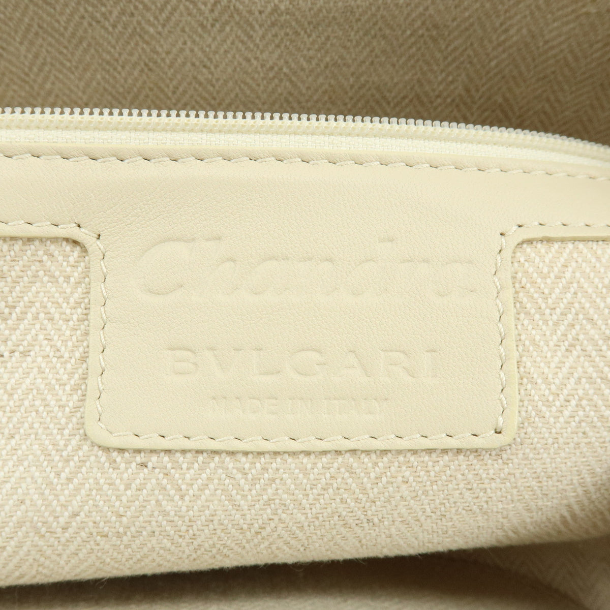 BVLGARI Chandra Leather Shoulder Bag Hand Bag Ring Buckle White