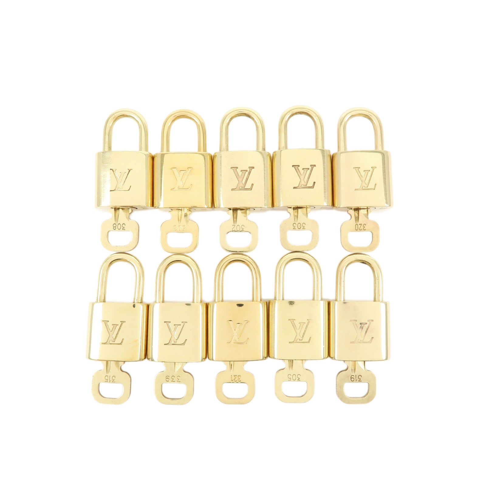 Louis Vuitton Lot of 10 Lock & Key Cadena Key Lock Gold