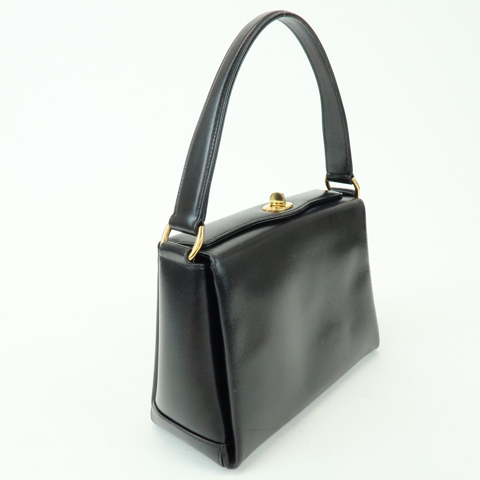 GUCCI Old Gucci Leather Hand Bag Top Handle Bag Black 000・26・0025