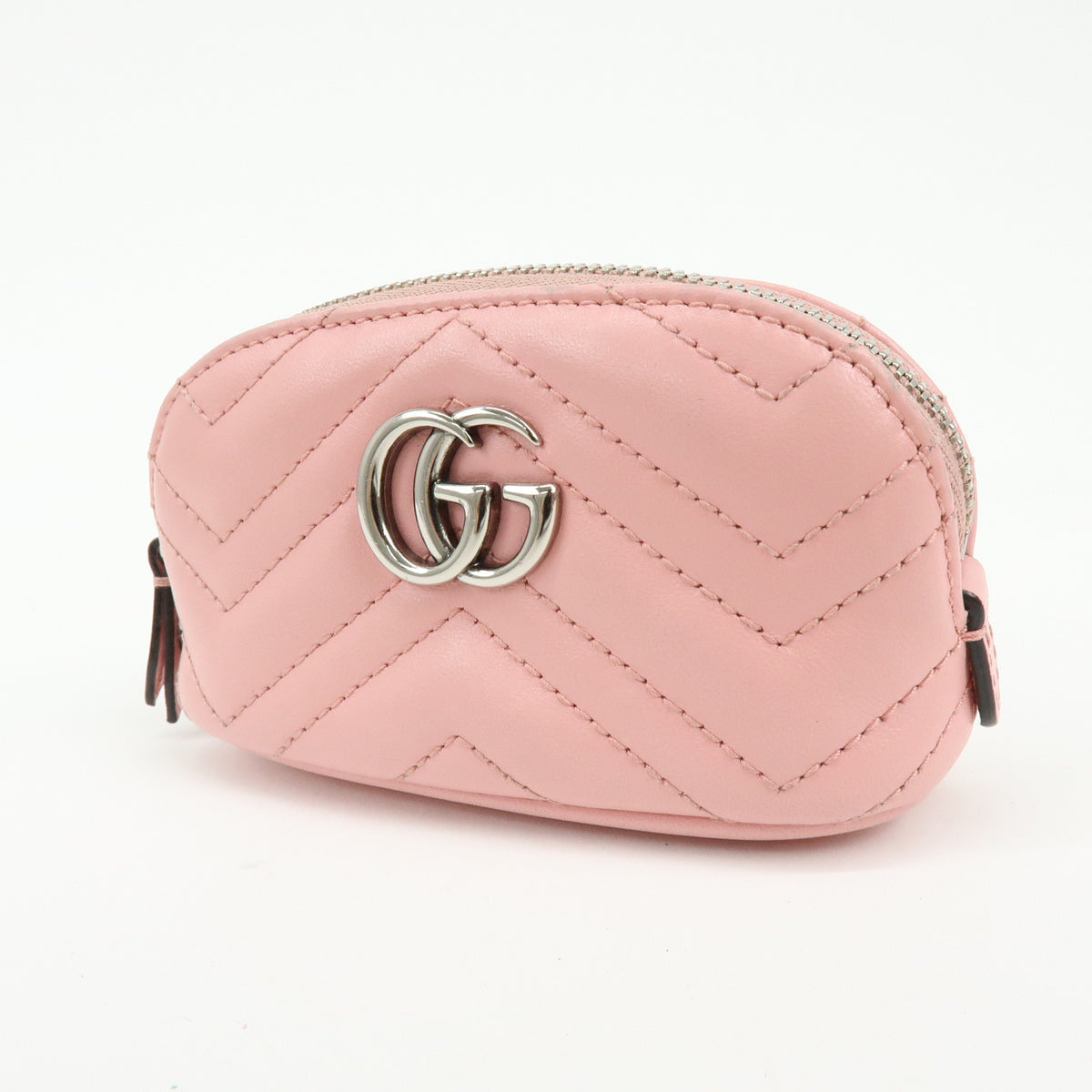GUCCI GG Marmont Double G Leather Cosmetic Case Key Pouch Pink 625691